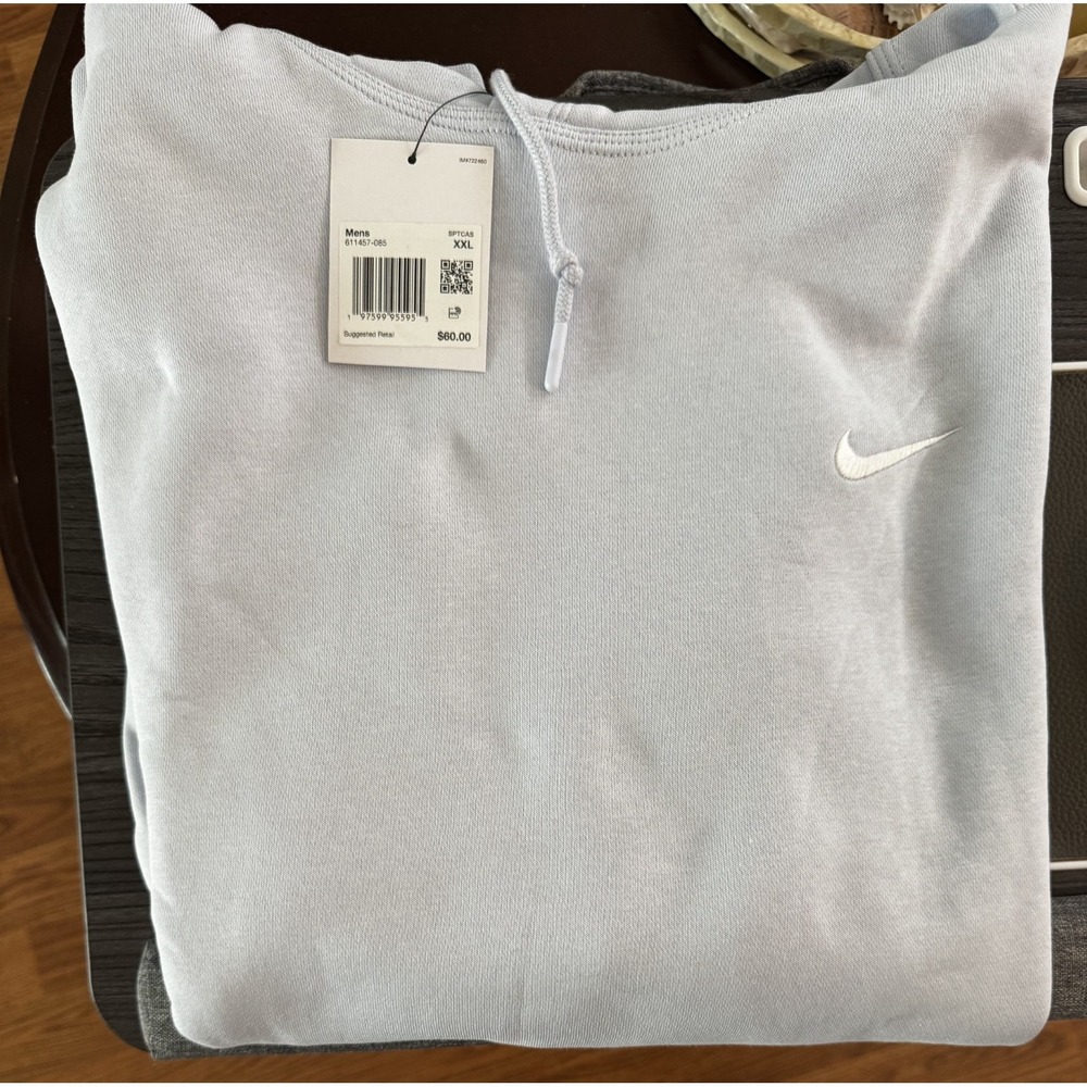 Nike Sportswear Club Fleece Men Ghost (Light Blue) Hoodie XXL 611457-085 NWT - Picture 6 of 7